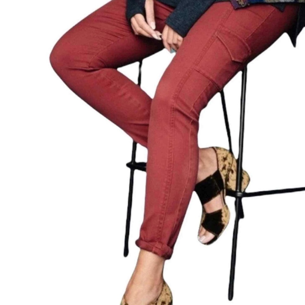 CAbi “The Drifter” skinny burnt orange stretch jeans size 8